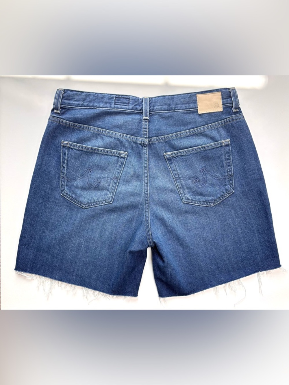 Ag Adriano Goldschmied Beryl Blue Ex Boyfriend Raw Hem 7" Denim Bermuda Shorts - Picture 2 of 12